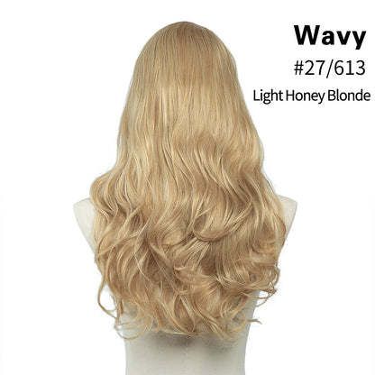 Fluffy natural long curly hair U-shaped half head cover invisible wig piece